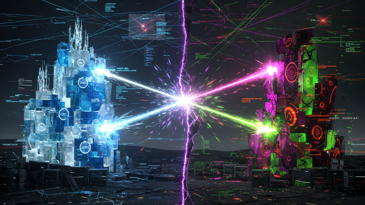 Two autonomous defense networks locked in millisecond-speed escalation